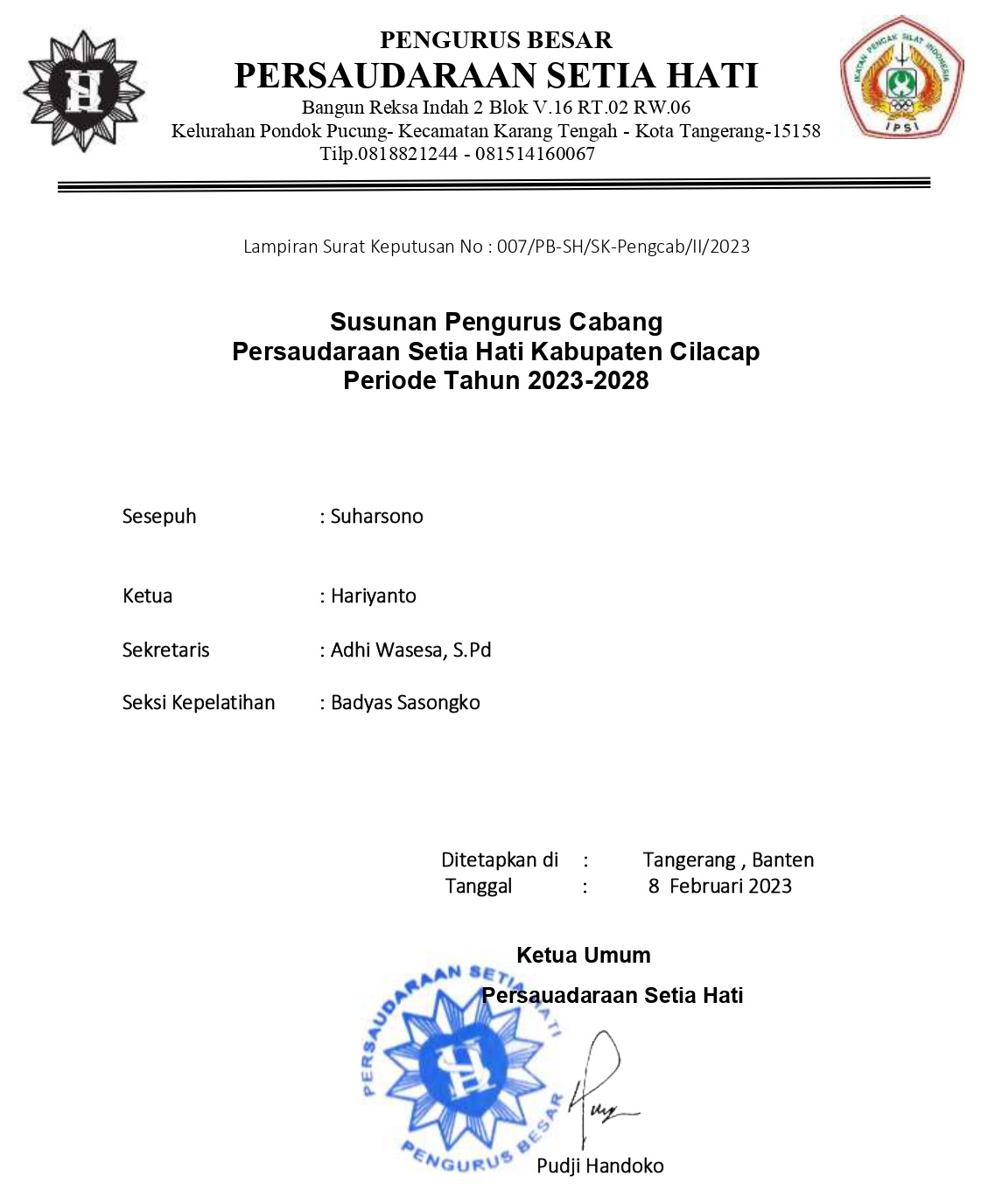 PENGURUS CILACAP PENGURUS CILACAP